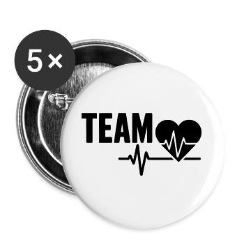 Herzschlag Team  - Buttons groß 56 mm (5er Pack) - Weiß - Vorne
