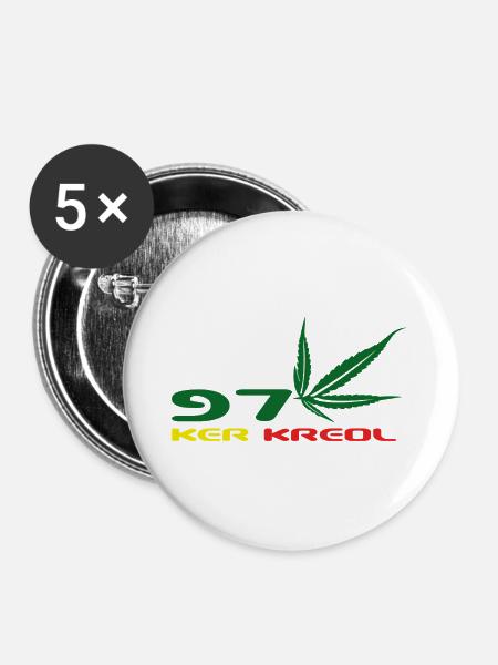 Design Cannabis Leaf Afrika - Buttons groß 56 mm (5er Pack) - Weiß