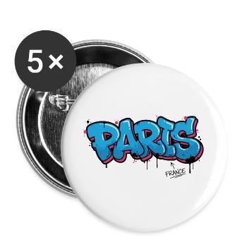 Graffiti Style Paris Stadtkunst Grafik - Buttons groß 56 mm (5er Pack) - Weiß - Vorne