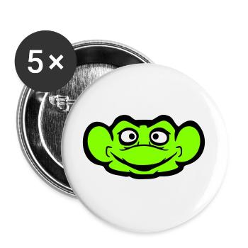 grenouille crapaud sourire drôle bande dessinée heureux cool - Lot de 5 grands badges (56 mm) - blanc - Devant