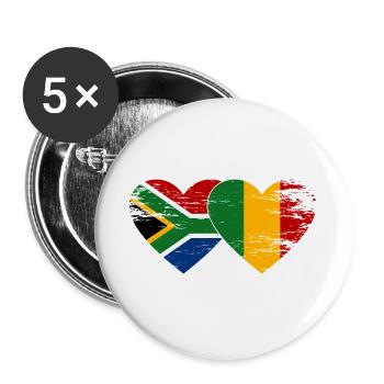 Afrique du Sud Mali Drapeau Coeur Utilisé - Lot de 5 grands badges (56 mm) - blanc - Devant