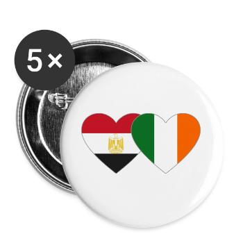 Egypt Ireland Flag Heart - Buttons large 2.2''/56 mm (5-pack) - white - Front