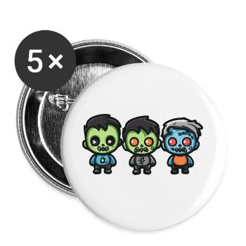 Zombies Halloween Cute Comic - Buttons large 2.2''/56 mm (5-pack) - white - Front