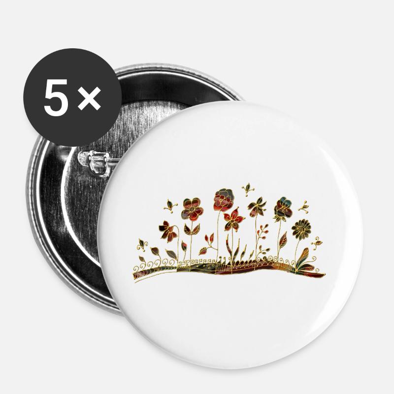 Blumen - Buttons groß 56 mm (5er Pack) - Weiß