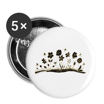 Fleur - Lot de 5 grands badges (56 mm) - blanc - Devant