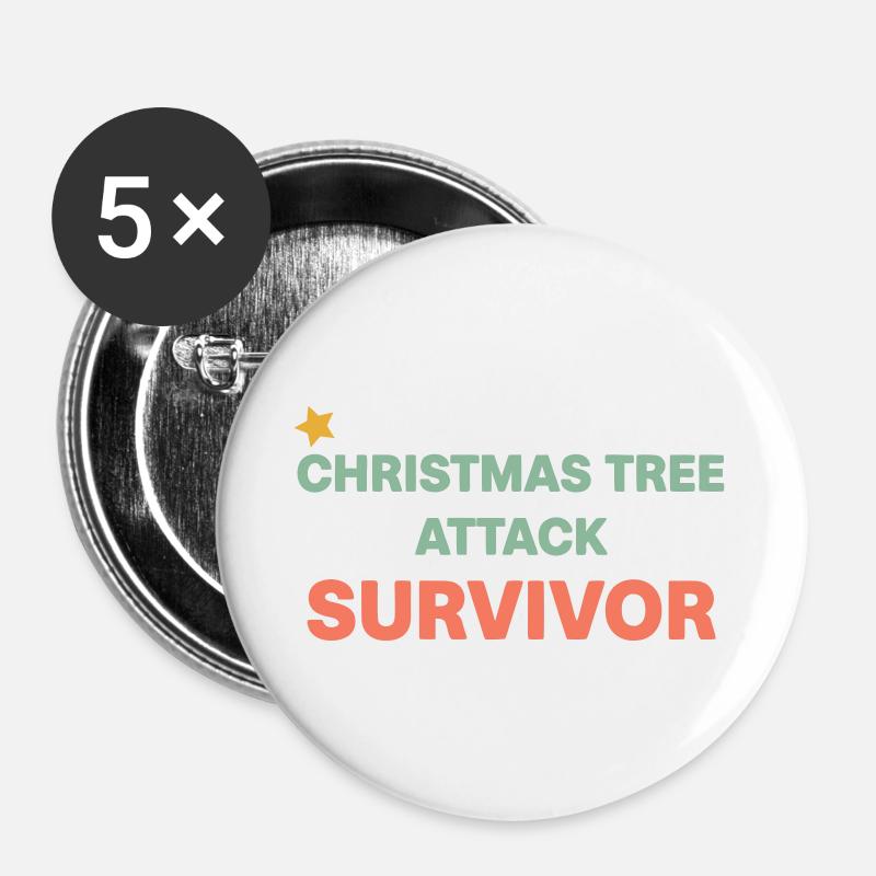 Survivor Weihnachtsbaum - Buttons groß 56 mm (5er Pack) - Weiß
