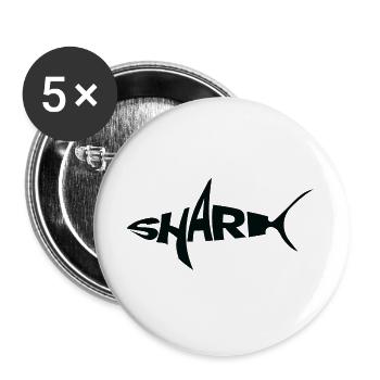  BLACK Shark Wordmark Typography with Fin - Buttons large 2.2''/56 mm (5-pack) - white - Front