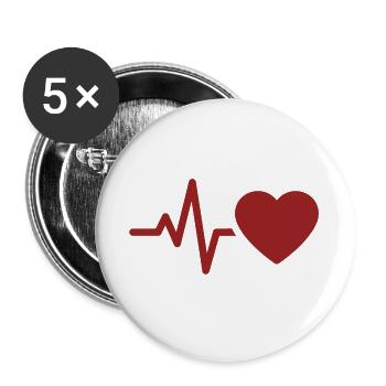 Heartbeat ECG | Love for Medicine Symbol - Buttons large 2.2''/56 mm (5-pack) - white - Front