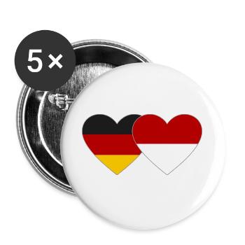 Allemagne Monaco Drapeau Coeur - Lot de 5 grands badges (56 mm) - blanc - Devant