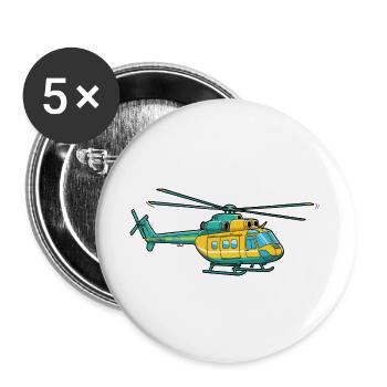 Hubschrauber - Buttons groß 56 mm (5er Pack) - Weiß - Vorne
