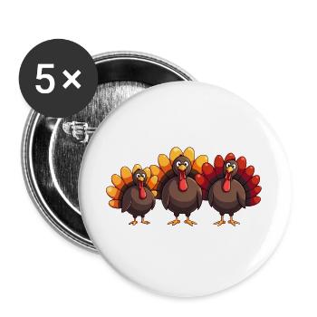 Bébé dinde de Thanksgiving - Lot de 5 grands badges (56 mm) - blanc - Devant
