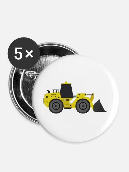 Bagger - Buttons groß 56 mm (5er Pack) - Weiß