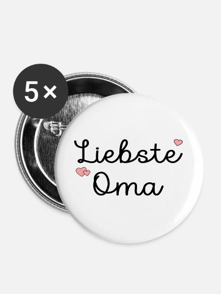 Großmama Liebste Oma - Buttons groß 56 mm (5er Pack) - Weiß