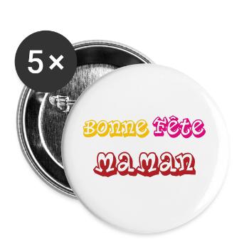 Frohen Muttertag – Muttertag - Buttons groß 56 mm (5er Pack) - Weiß - Vorne
