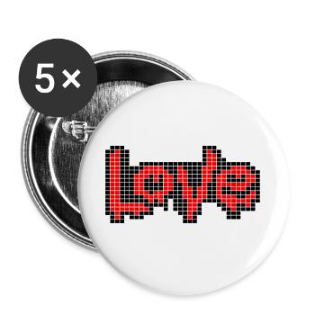 Pixel Art Text – LIEBE in roten Buchstaben - Buttons groß 56 mm (5er Pack) - Weiß - Vorne