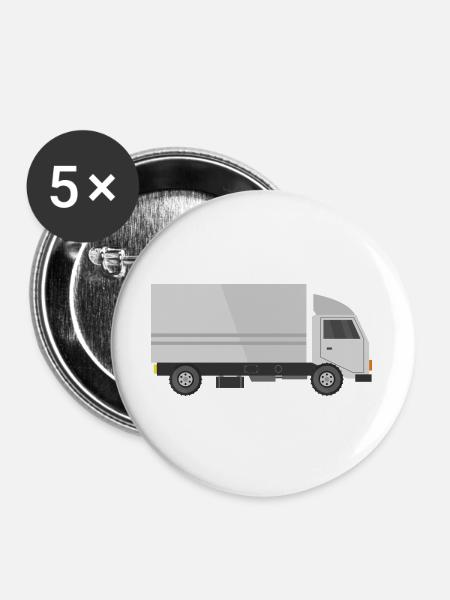 Lieferauto - Buttons groß 56 mm (5er Pack) - Weiß