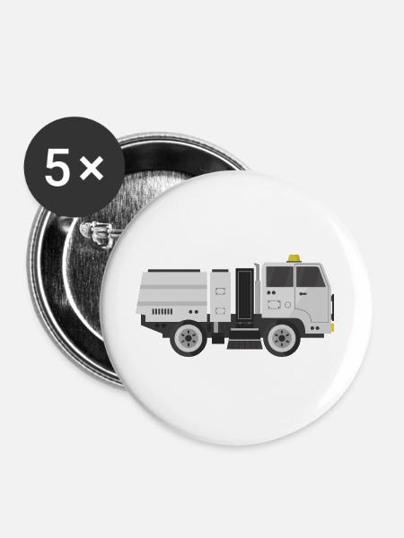 Moderner Straßenkehrer - Buttons groß 56 mm (5er Pack) - Weiß