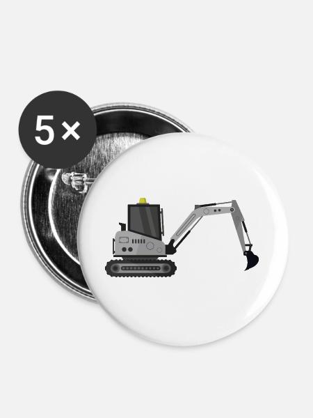 Bagger - Buttons groß 56 mm (5er Pack) - Weiß