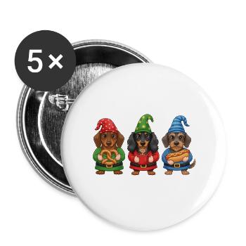 Teckel Joyeux Noël Cadeau de Noël cool - Lot de 5 grands badges (56 mm) - blanc - Devant