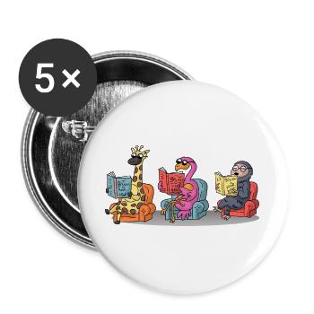 Tiere lesen Glaube an dich selbst Bücherwurm Lehren - Buttons groß 56 mm (5er Pack) - Weiß - Vorne