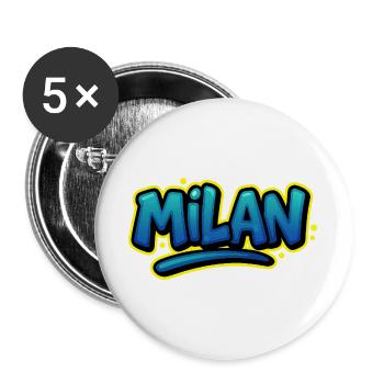 Graffiti Prénom Léon imprimable sur tout ! - Lot de 5 grands badges (56 mm) - blanc - Devant