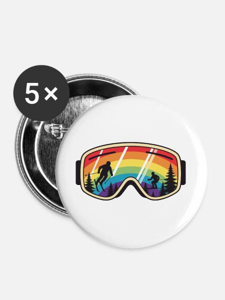 Skibrille Regenbogenberg - Buttons groß 56 mm (5er Pack) - Weiß