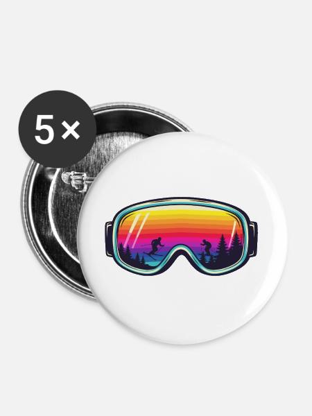 Ski Goggles Sunset Forest - Buttons groß 56 mm (5er Pack) - Weiß