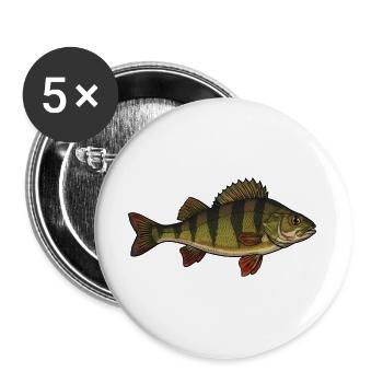 Realistic Perch Fish Vector - Buttons large 2.2''/56 mm (5-pack) - white - Front
