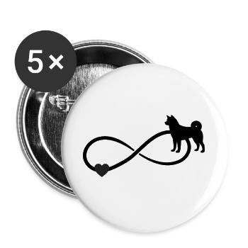 Akita Unendlichkeitszeichen Herz - Buttons groß 56 mm (5er Pack) - Weiß - Vorne