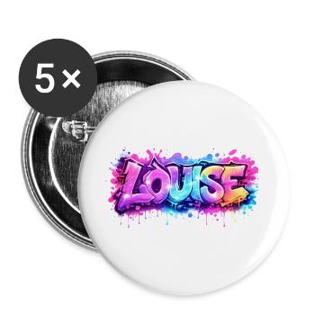 Graffiti LOUISE Name Gift Ideal Printable su - Buttons large 2.2''/56 mm (5-pack) - white - Front
