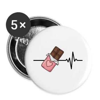 Chocolate is my life, heartbeat, chocolate love - Buttons large 2.2''/56 mm (5-pack) - white - Front