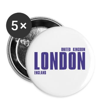 London Bold Typo Purple - Buttons groß 56 mm (5er Pack) - Weiß - Vorne