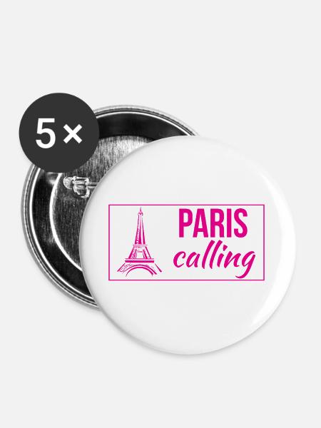 Paris Calling - Buttons groß 56 mm (5er Pack) - Weiß