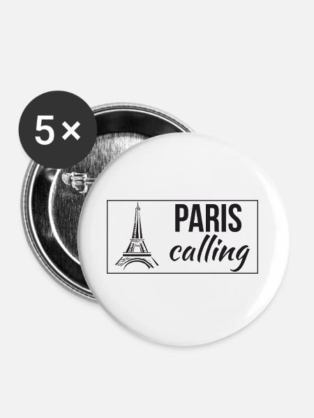 Paris Calling - Buttons groß 56 mm (5er Pack) - Weiß