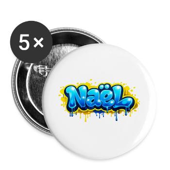 NAEL GRAFFITI NAME FOR PERFECT GIFT PRINTABLE - Buttons large 2.2''/56 mm (5-pack) - white - Front