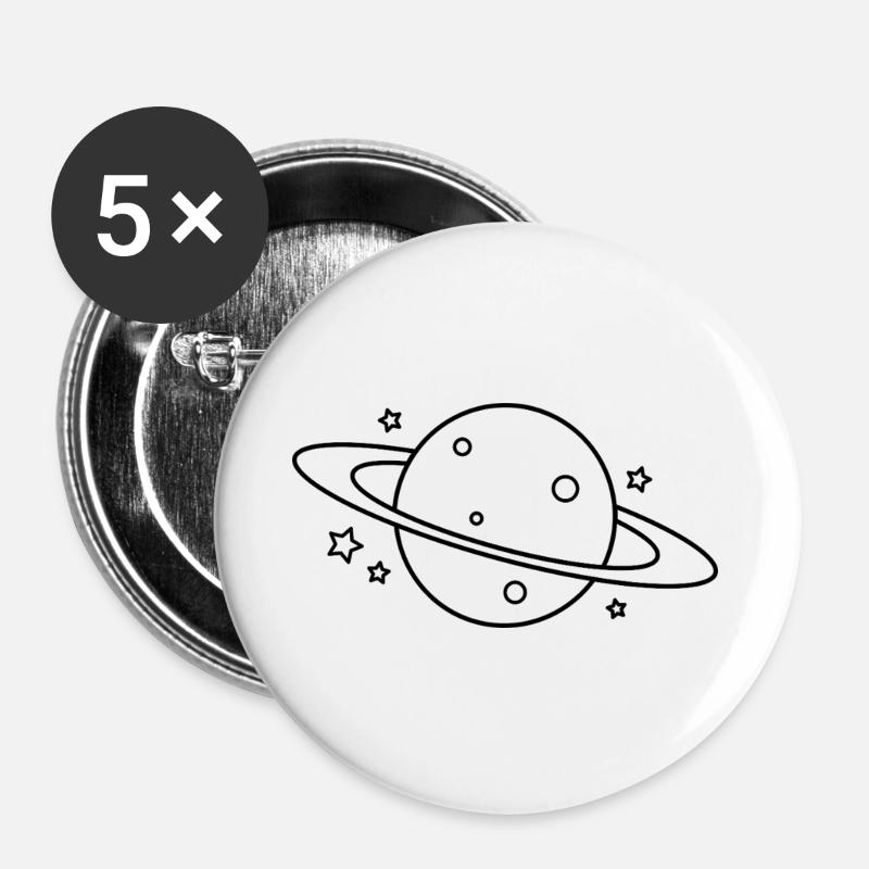 Planet - Buttons groß 56 mm (5er Pack) - Weiß