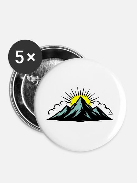 Berge Wolken Gipfel - Buttons groß 56 mm (5er Pack) - Weiß