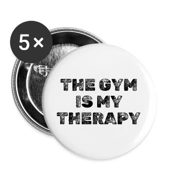 La salle de sport est ma thérapie – Motivation sportive hardcore - Lot de 5 grands badges (56 mm) - blanc - Devant