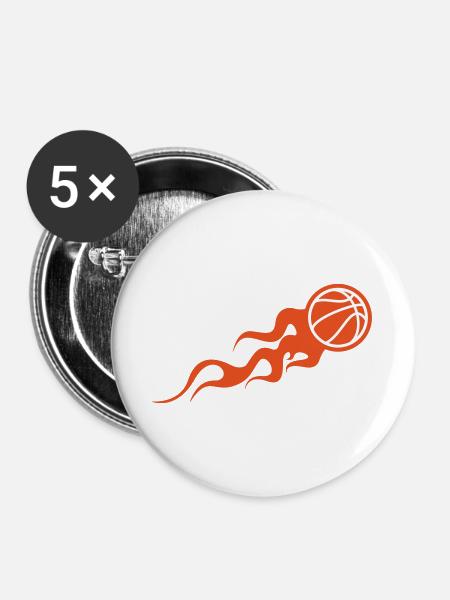 Basketball / Basketball / Basktet-Ball / Sport - Buttons groß 56 mm (5er Pack) - Weiß