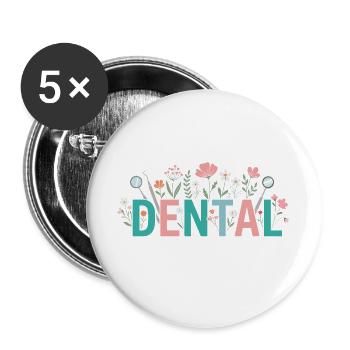 Floral zahnärztliche Assistentin und Zahnärztin - Buttons groß 56 mm (5er Pack) - Weiß - Vorne