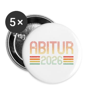 Abi 2026 - Abitur - Geschenk - Buttons groß 56 mm (5er Pack) - Weiß - Vorne