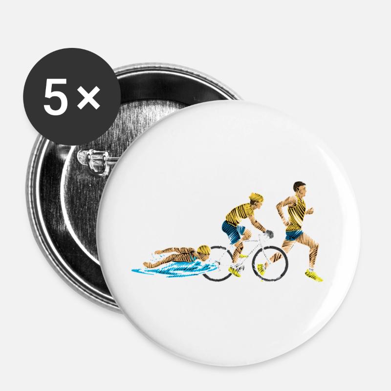 Triathlon Relay: Swim-Cycle-Run - Buttons large 2.2''/56 mm (5-pack) - white