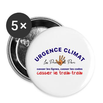 Urgence_climat_casser_le_train-train - Lot de 5 grands badges (56 mm) - blanc - Devant