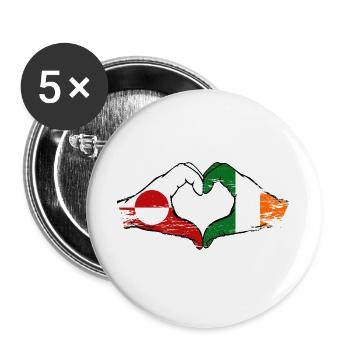 Greenland Ireland Flag Hands Heart Shape Used - Buttons large 2.2''/56 mm (5-pack) - white - Front
