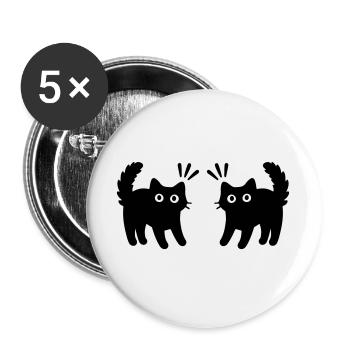 Katzen Paar - Buttons groß 56 mm (5er Pack) - Weiß - Vorne