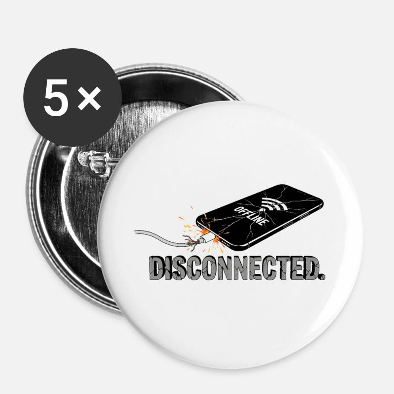 Déconnecté - Pause numérique - Lot de 5 grands badges (56 mm) - blanc
