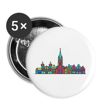 Nijmegen City Skyline Waal Bridge Line Art - Buttons large 2.2''/56 mm (5-pack) - white - Front