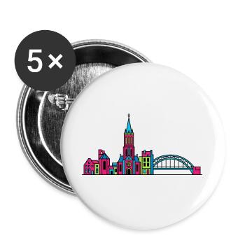 Nijmegen City Skyline Waal Bridge Line Art - Buttons large 2.2''/56 mm (5-pack) - white - Front