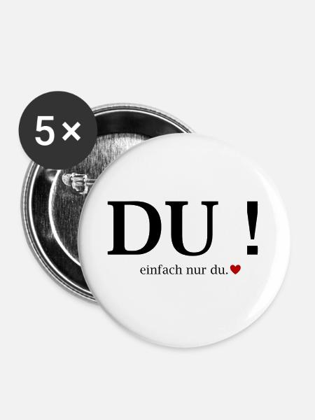 Du! Einfach Nur Du Herz - Buttons groß 56 mm (5er Pack) - Weiß