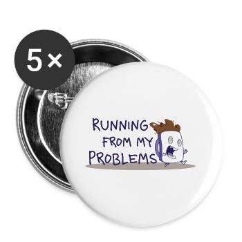 Running from my problems – Funny coffee saying - Buttons large 2.2''/56 mm (5-pack) - white - Front